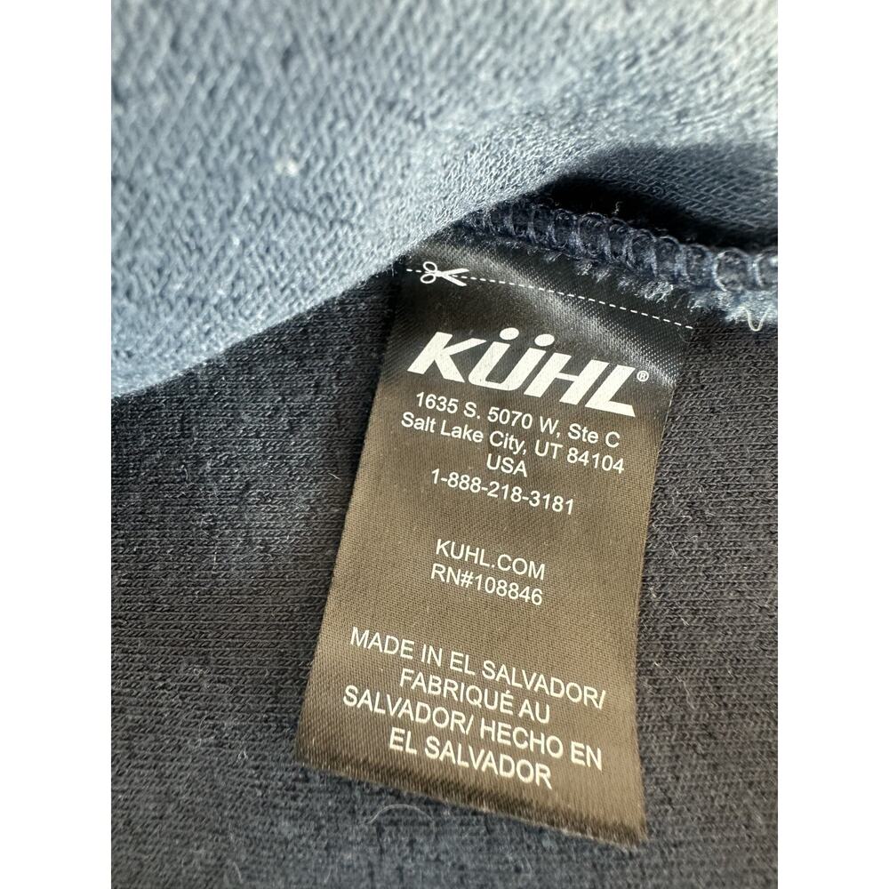 Kuhl Women Hygge Snap Pullover Ink Blue Fleece Crossover Ribbon Trim M - Picture 7 of 8